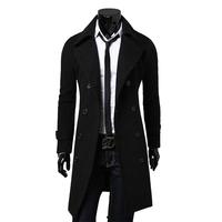 Moda marka jesienna kurtka długi płaszcz mężczyźni wysokiej jakości Slim Fit Solid Color mężczyźni płaszcz dwurzędowy kurtka M-4Xl 1